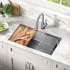32&rdquo; Workstation Kitchen Sink Undermount Stainless Steel Single Bowl with WorkFlow&trade; Ledge and Accessories